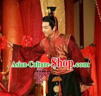 China Red Wedding Suit and Hair Accessories for Men