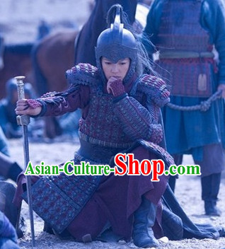 Chinese Ancient General Knight Armor Helmet Costumes Complete Set