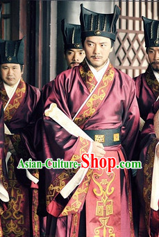 Ancient Chinese Public Officier Costumes and Hat for Men