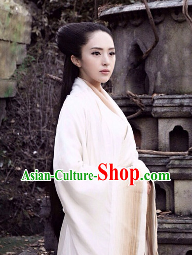Ancient Chinese Pure White Hanfu Clothes for Women