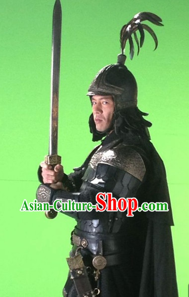 Ancient Chinese General Armor Uniform and Hat Complete Set