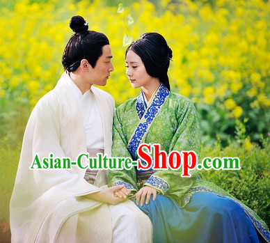 White Chinese Male Hanfu Clothing