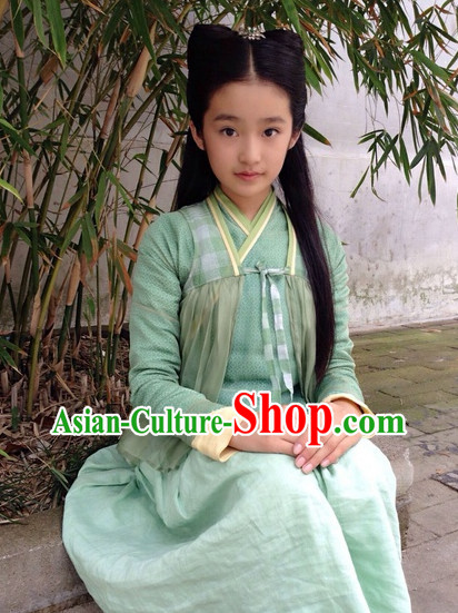 Traditional Chinese Mint Green Hanfu Outfit for Girs