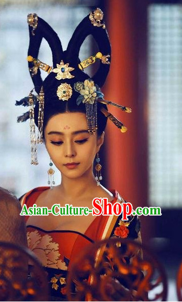 Chinese Tang Empress Wu Ze Tian Wig and Hair Accessory