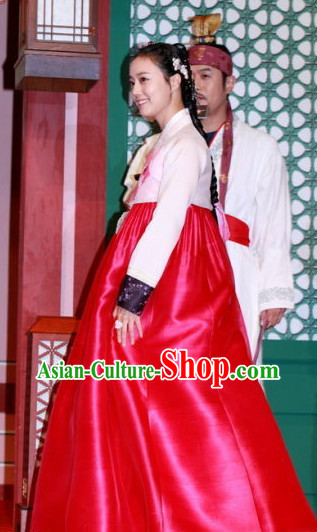 Korean Ancient Princess Hanbok Costumes and Hair Accessory for Women