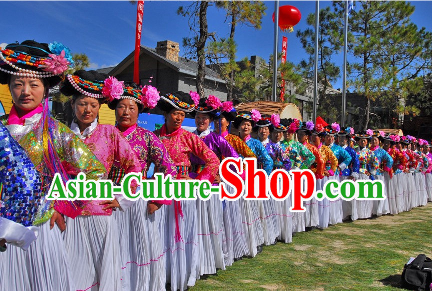 Chinese Traditional Asian Yi Minority Clothes for Women