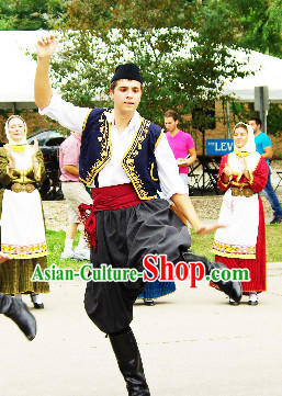 Traditional Greek Dance Costume and Hat Complete Set for Men