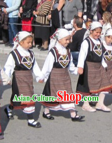 Traditional Greek National Clothes and Headwear Complete Set for Girls