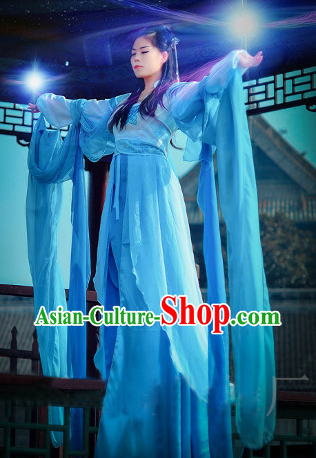 Ancient Chinese Blue Fairy Costumes Complete Set