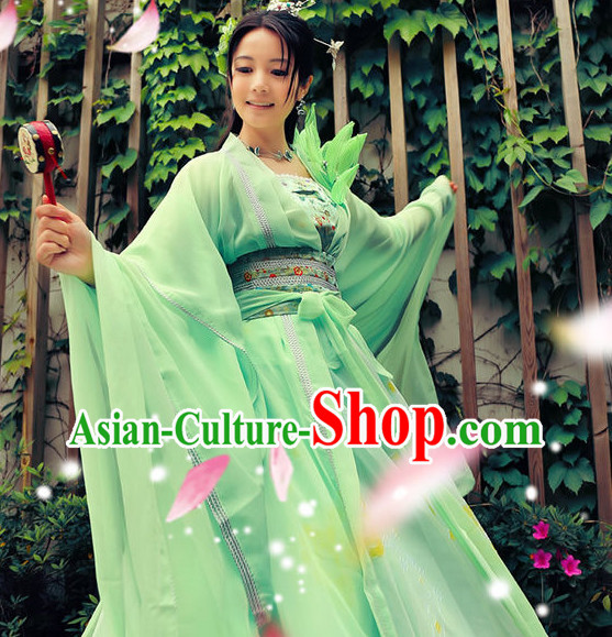 Asian Spring Green Fairy Dress Suit for Women