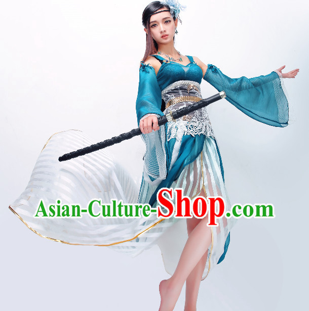 Asian Blue Fairy Costumes Complete Set