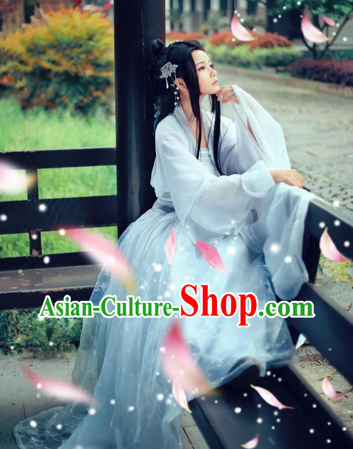 Pure White China Hanfu Dress for Women