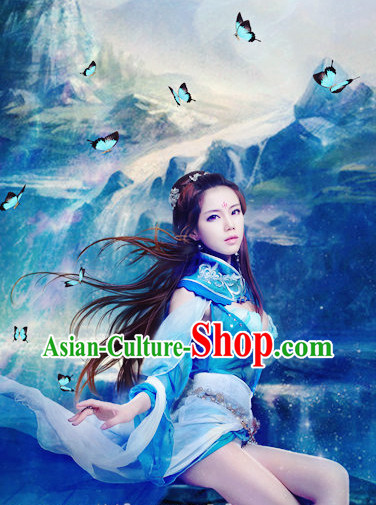 China Blue Sexy Halloween Carnival Costumes for Girls