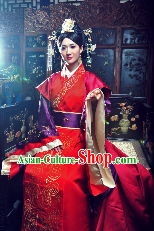 China Classical Wedding Dress and Hair Ornaments Complete Set