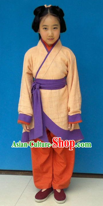 Chinese Classical Hanfu Suit and Belt for Kids