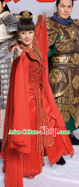 Red Chinese Stage Performance Classical Dancing Costumes for Women