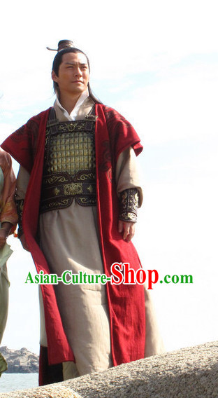 China Ancient General War Armor Costumes and Hat for Men