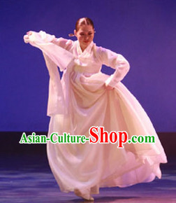 Pure White Korean Classical Dance Costumes for Women