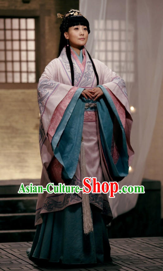 Chinese Princess Hanfu Costumes and Hair Jewelry