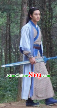 Chinese Swordman Stage Costumes and Headwear