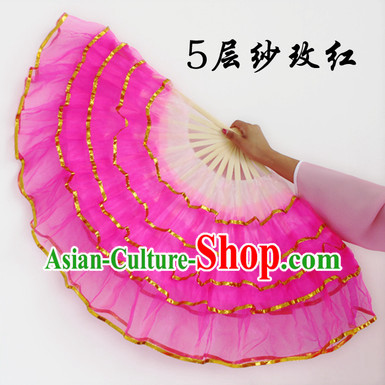 Five Layers Gauze Hand Fans for Sale