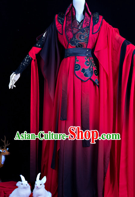 Chinese Red General Hanfu Cosplay Costumes Complete Set