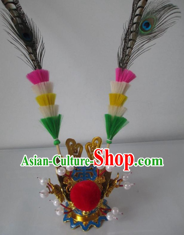 Monkey King Sun Wukong Headwear Coronet with Two Long Feathers