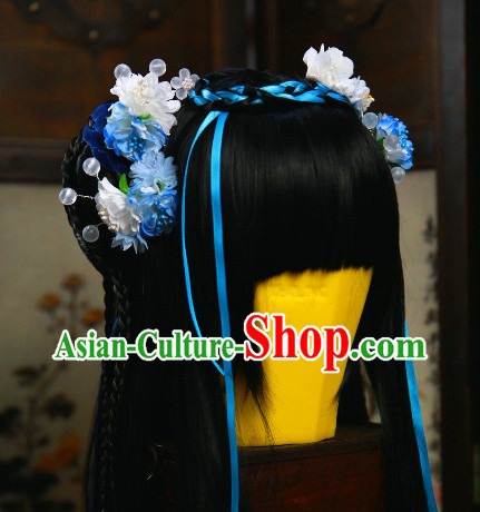 Chinese Princess Black Hair Wig and Hair Accessories