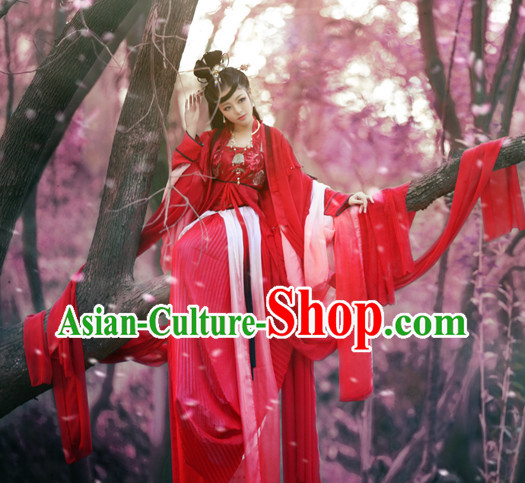 Chinese Classical Princess Red Wedding Dresses and Hair Accessories Complete Set