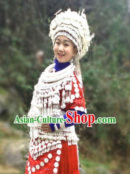 China Miao Minority Ethnic Clothes and Miao Silver Accessories for Women