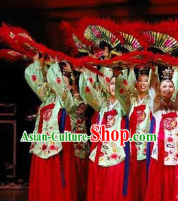 Korean Fan Dance Costumes and Headwear for Women