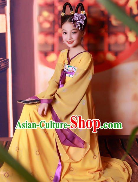 Chinese Empress Costumes and Hair Accessories for Girls Halloween Asian Fashion Ancient China Hanfu