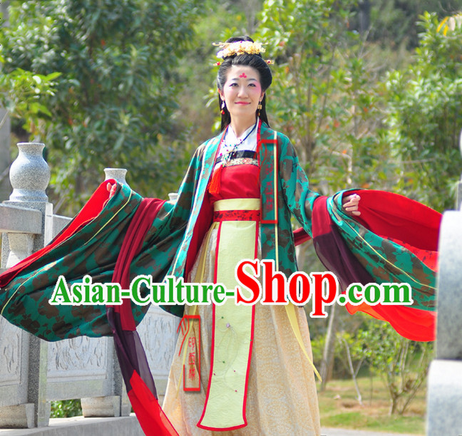 Chinese Ancient Hanfu Costumes and Hair Jewellry Complete Set