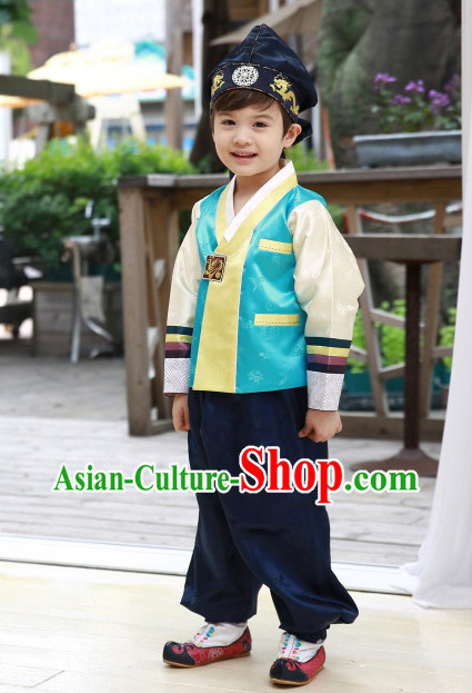 Korean Traditional Hanboks Clothes and Hat for Boys