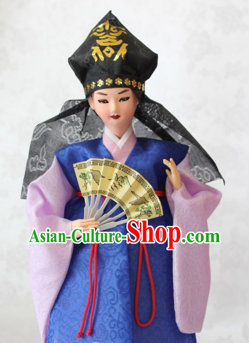 Korean Noblemen Hanbok Silk Figurine