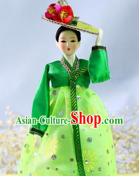 Korean Handmade Hanbok Dressed Folk Silk Figurine