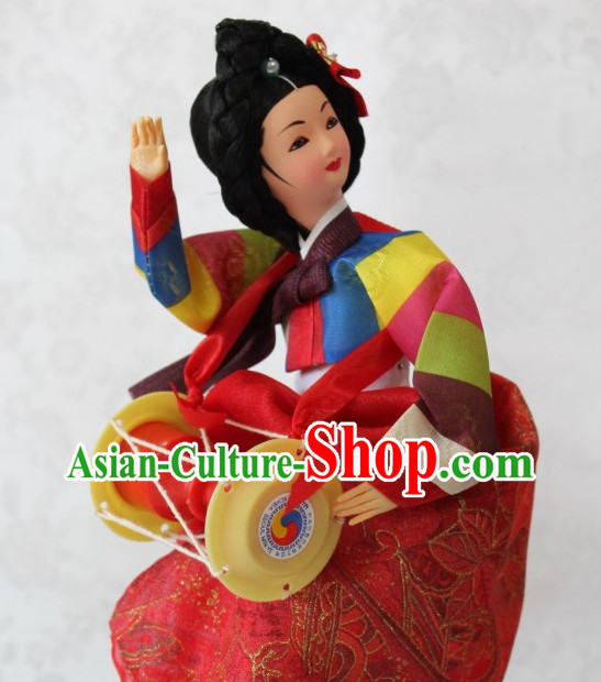 Korean Handmade Hanbok Dressed Folk Silk Figurine