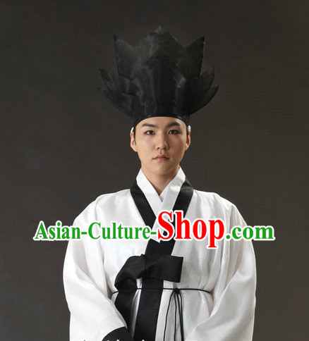 Korean Ancient Scholar Long Robe and Hat for Men