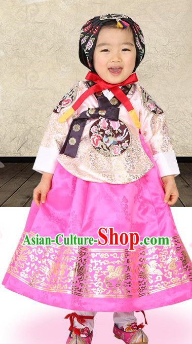 Top Korean Traditional Custom Made Birthday Hanbok Complete Set for Children