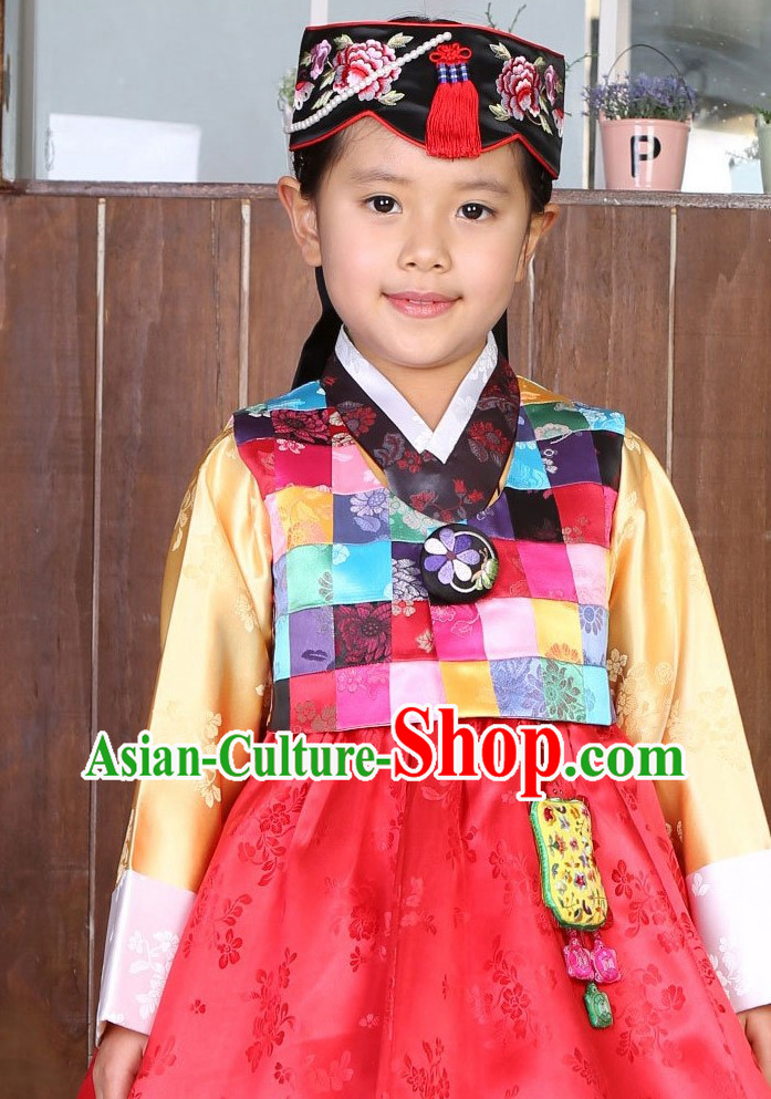 Top Korean Traditional Custom Made Birthday Hanbok Complete Set for Children