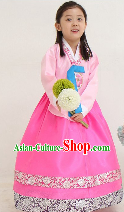 Top Korean Traditional Custom Made Birthday Hanbok Complete Set for Girls