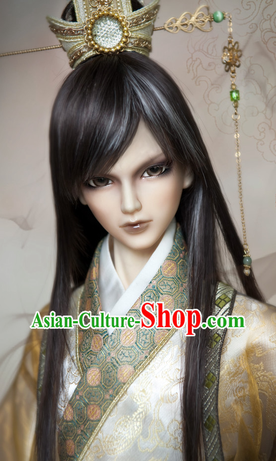 Asian Fashion Traditional Chinese Emperor Long Robe and Coronet for Men