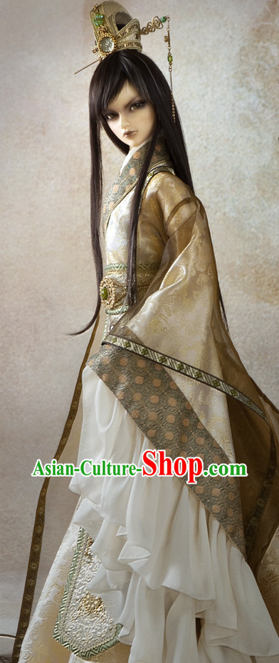 Asian Fashion Traditional Chinese Emperor Long Robe and Coronet for Men