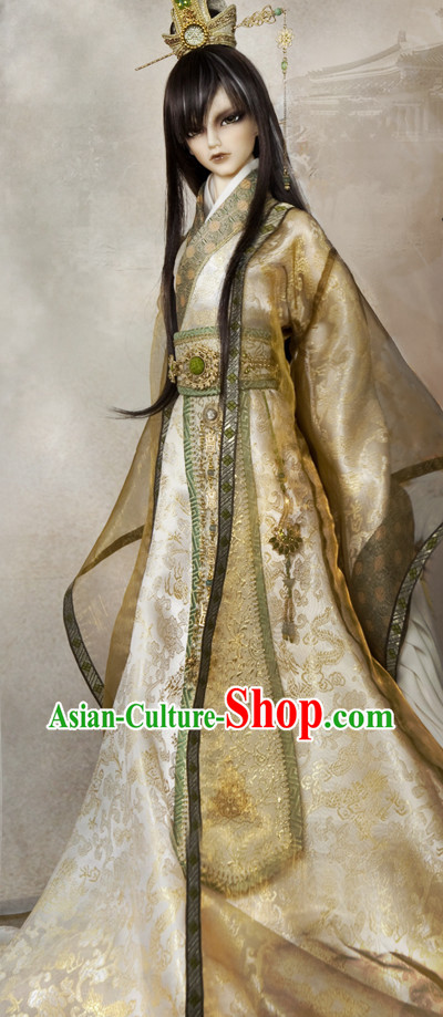 Asian Fashion Traditional Chinese Emperor Long Robe and Coronet for Men