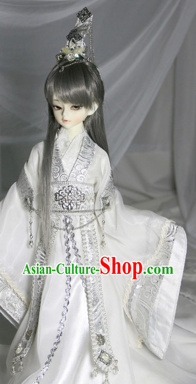Asian Fashion Traditional Chinese National Costume and Coronet for Men