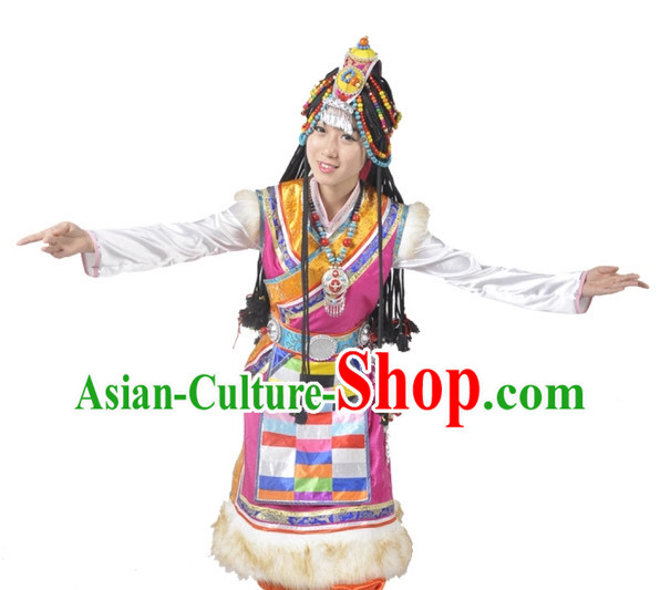 Chinese Tibetan Dancewear and Headwear for Women