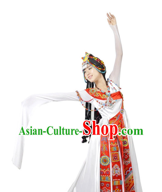 Chinese Tibetan Dancewear and Headwear for Women