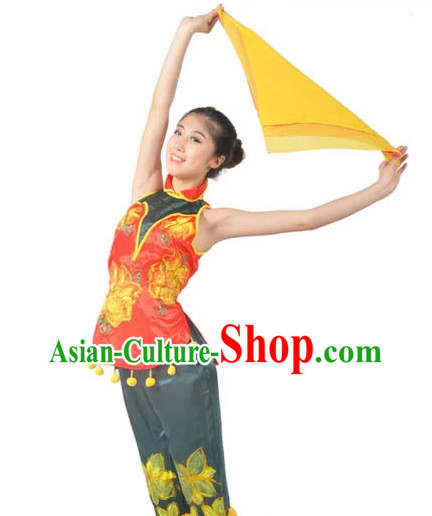 Asian Fashion Chinese Handkerchief Dance Costumes for Ethnic Women