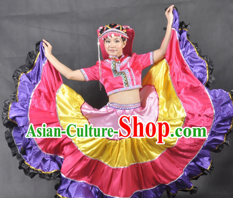 Yi Gui Zhou Ethnic China Nationality Group Dance Costumes for Women