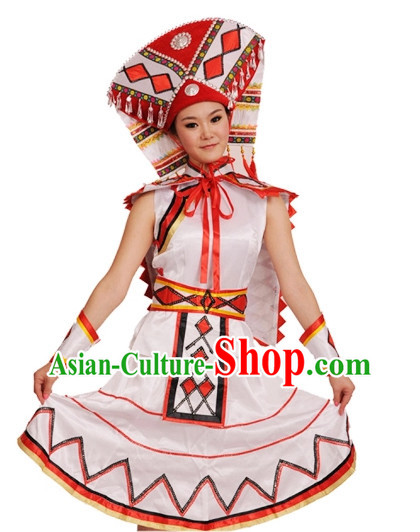 China Shop Chinese Zhuang Ethnic Dance Costumes Girls Dancewear for Women